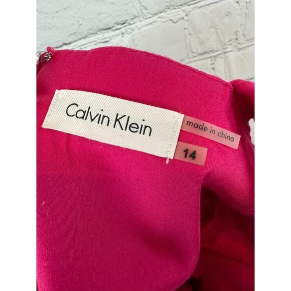 CALVIN KLEIN raspberry pink cotton stretch open shoulders bodycon sundress 14 - Picture 6 of 7